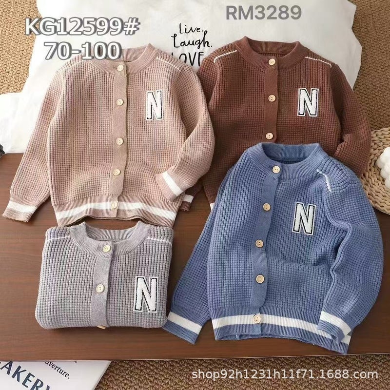 2025 Children'S Knitted Sweater Single-Breasted Cardigan Spring & Fall Knitted Sweater New Korean Style Jacket Color Matching Western Style Boy - Image 2