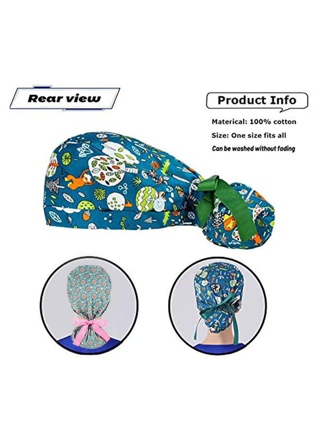 HY 2 Pack Working Cap with Buttons and Sweatband Adjustable, Cotton Working Hats with Adjustable Ponytail Pack, Head Covers Shower Caps, Sweatband Ribbon Tie Back Hats for Long Hair Women  - Image 2
