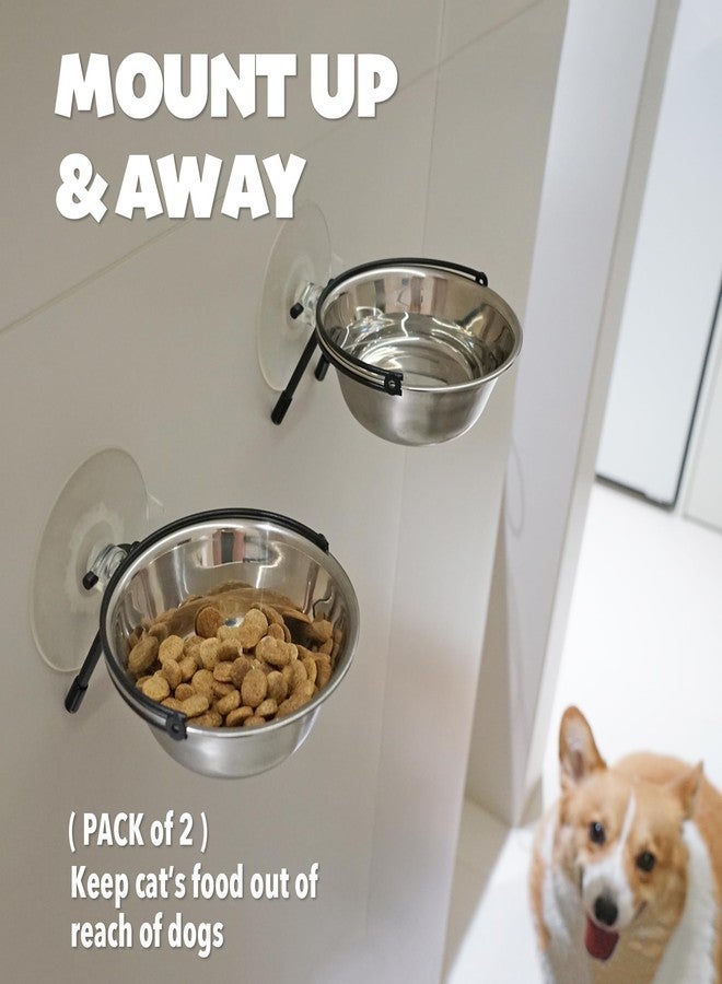 PETKARAY Window Bowls for Indoor Cats, 12 Ounces Food Bowl for Window, Dog Proof Cat Feeding Station, Foldable Stainless Bowl (Pack of 2) - Image 3