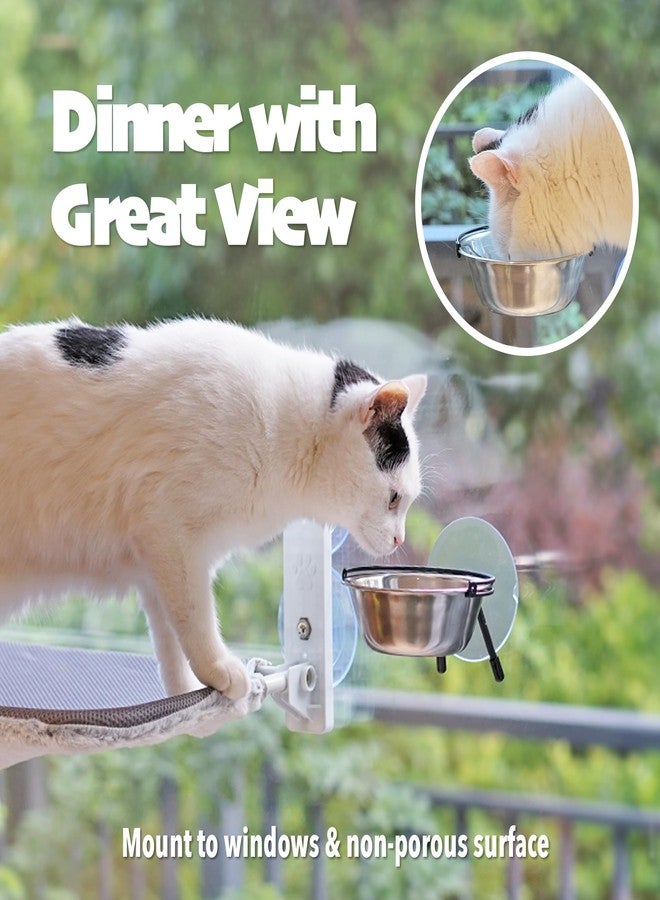 PETKARAY Window Bowls for Indoor Cats, 12 Ounces Food Bowl for Window, Dog Proof Cat Feeding Station, Foldable Stainless Bowl (Pack of 2) - Image 5