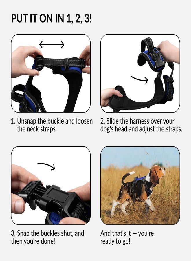 CollarDirect No Pull Reflective Dog Harness with Handle and Front Clip, Adjustible Soft Padded Vest for Small to Large Dogs Training and Walk (Size M, Dark Blue) - Image 4