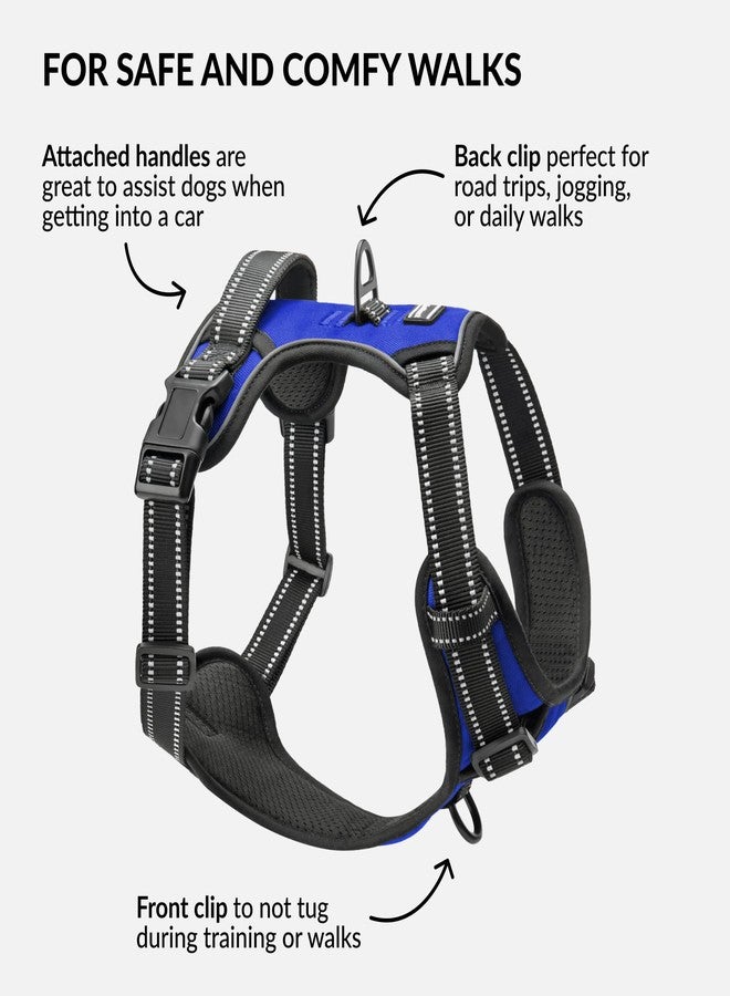 CollarDirect No Pull Reflective Dog Harness with Handle and Front Clip, Adjustible Soft Padded Vest for Small to Large Dogs Training and Walk (Size M, Dark Blue) - Image 2
