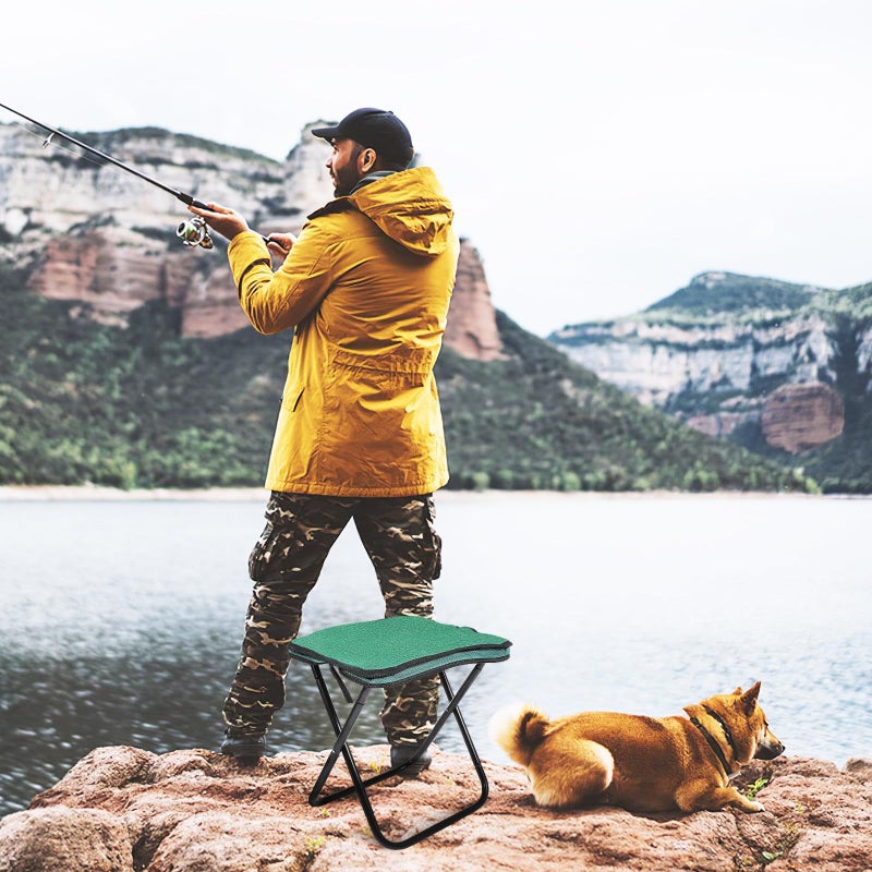 Portable Folding Camping Stool Lightweight Aluminum Frame Emerald Seat For Outdoor Travel - Image 3