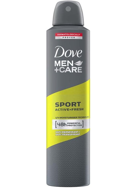 دوف للرجال + كير سبورت أكتيف فريش بخاخ مزيل العرق ومضاد للتعرق، ٢٥٠ مل