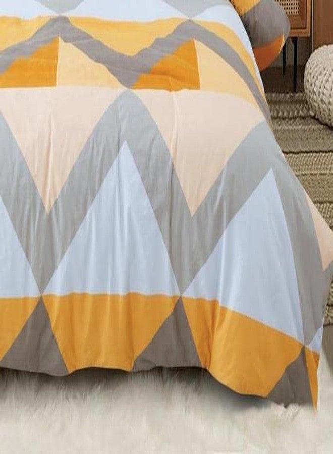 YKC 170TC Supersoft Glace Cotton Duvet Cover II Razai Cover II Quilt Cover for Double Bed Size with Zipper Dohars (Without Filling) Size 90x100 inch (Yellow Peach) - Image 2