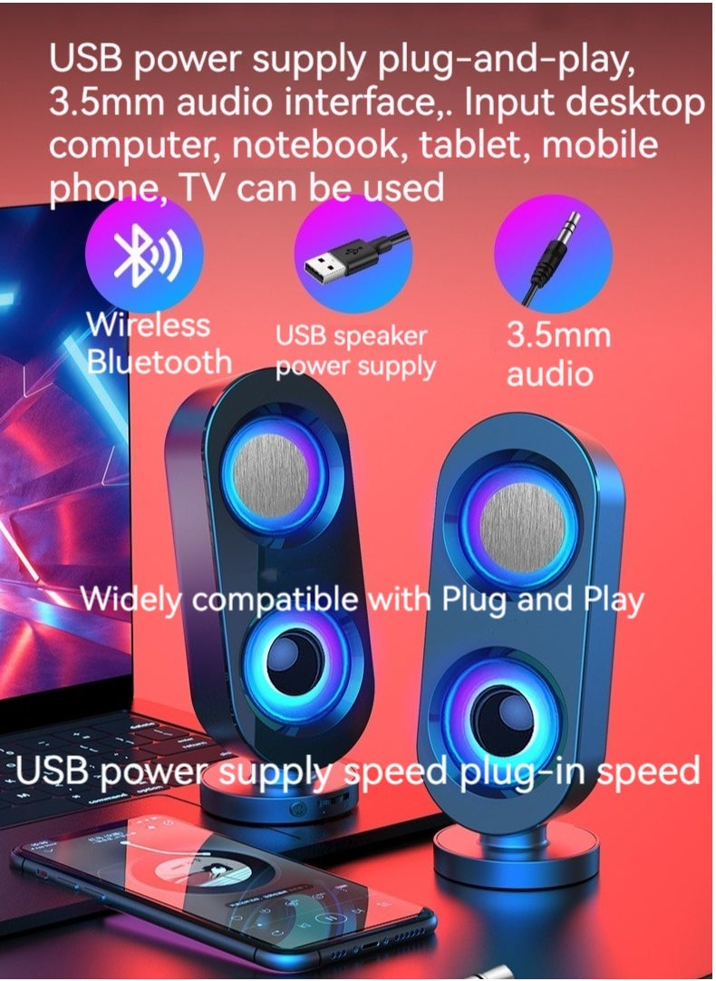 مكبر صوت للكمبيوتر المكتبي، مضخم صوت سلكي، بلوتوث، واجهة USB مزدوجة الأغراض، صوت عالي الحجم متعدد الأغراض