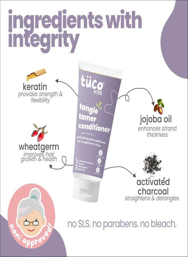 Tuco® Kids Tangle Tamer Hair Conditioner | Jojoba Oil & Keratin | pH Balanced, Frizz Free, Hypoallergenic | Ages 2-5, 4-10, 10-15, 5-10 Years | Paraben & Sulphate Free | 100ml (Pack Of 1) - Image 4
