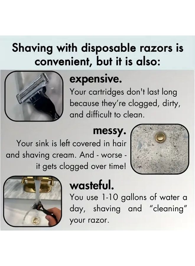 Black Manual Shaver Rinser With Press Button Durable Portable No Electricity Needed - Image 3