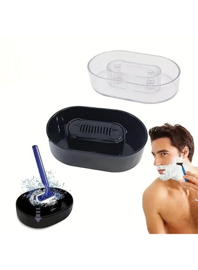 Black Manual Shaver Rinser With Press Button Durable Portable No Electricity Needed - Image 1