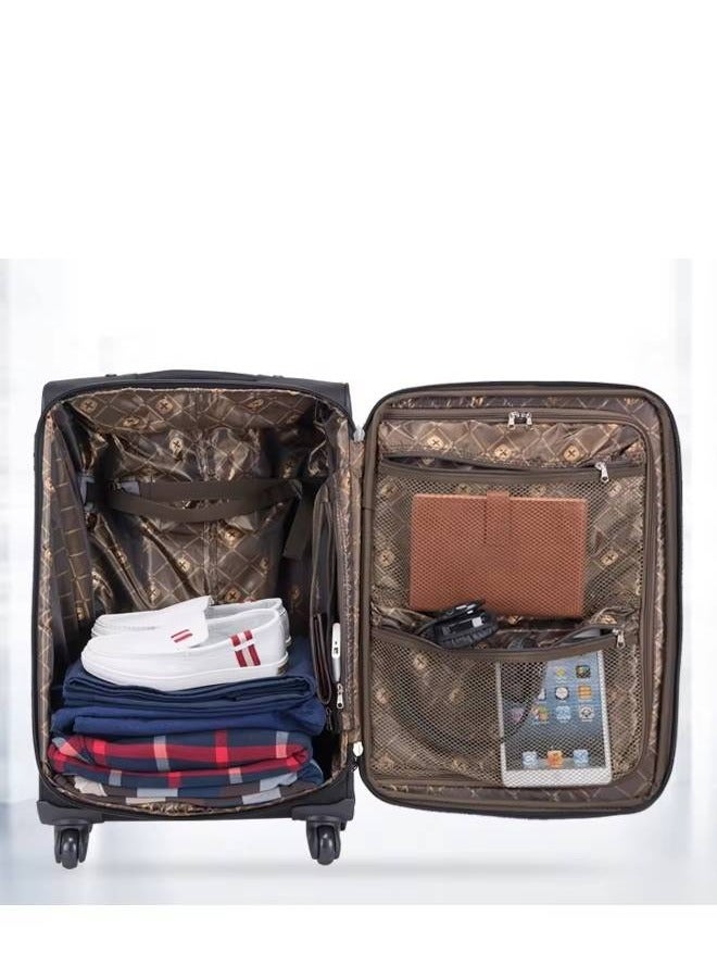 NKX 4 Piece Brown Softside Spinner Luggage Set Expandable Travel Suitcases with Telescoping Handles & 360° Wheels - Image 2