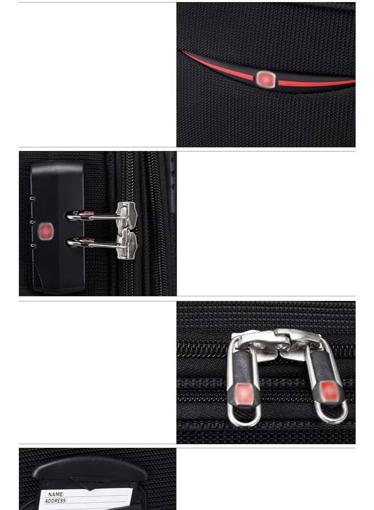 NKX 4 Piece Brown Softside Spinner Luggage Set Expandable Travel Suitcases with Telescoping Handles & 360° Wheels - Image 5