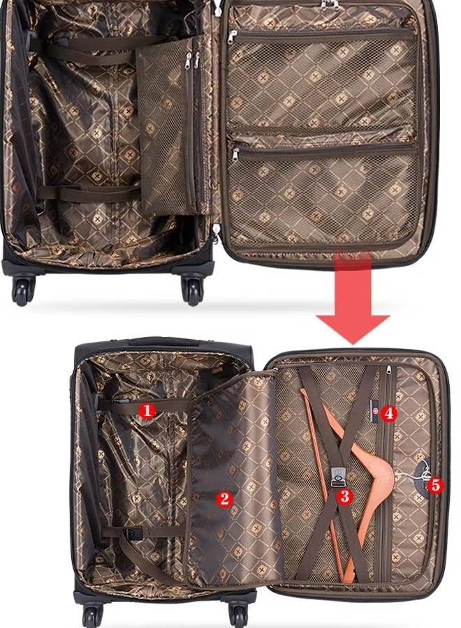NKX 4 Piece Brown Softside Spinner Luggage Set Expandable Travel Suitcases with Telescoping Handles & 360° Wheels - Image 3