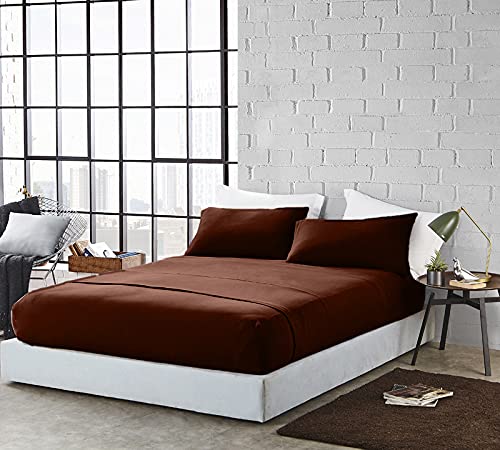 DAN RIVER DAN RIVER Queen Jersey Sheet Set|Luxury Heather 100% Cotton Bed Sheets|T-Shirt Sheets|All Season Bedding|Soft Comfortable Deep Pocket Jersey Cotton Bed Sheets (4Pc  Queen  Brown)  - Image 2