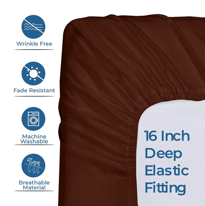 DAN RIVER DAN RIVER Queen Jersey Sheet Set|Luxury Heather 100% Cotton Bed Sheets|T-Shirt Sheets|All Season Bedding|Soft Comfortable Deep Pocket Jersey Cotton Bed Sheets (4Pc  Queen  Brown)  - Image 5