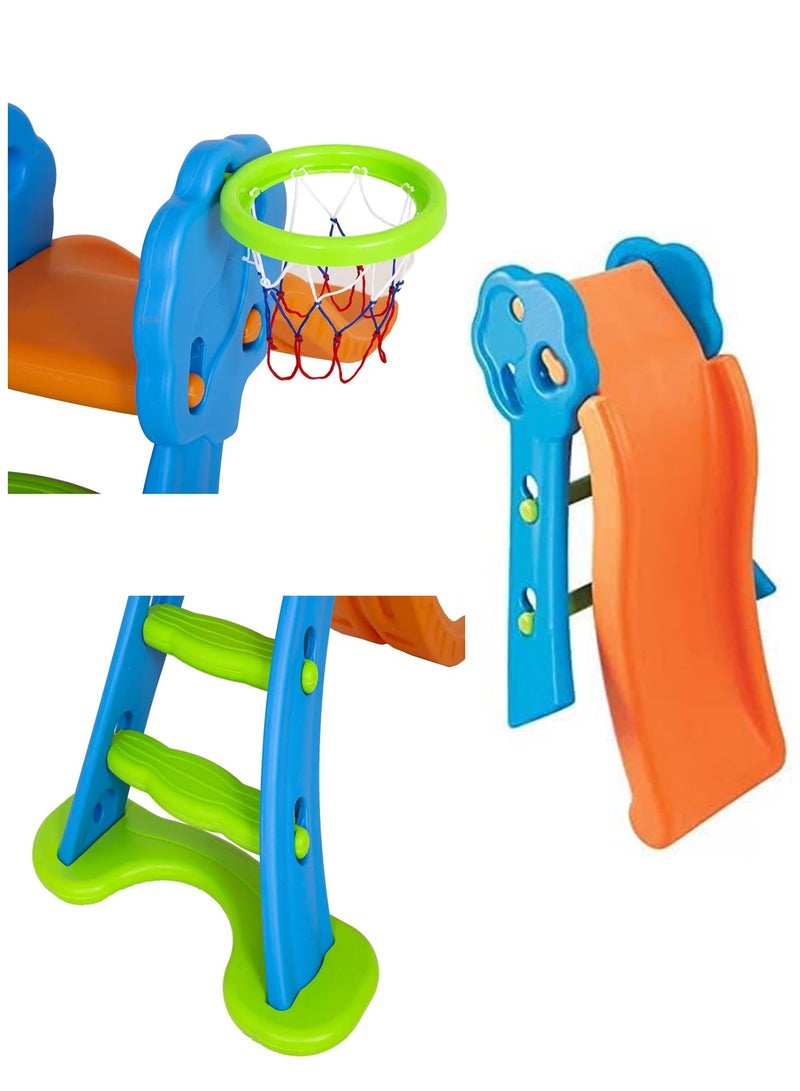 Funz Toddler Kids Slide with Basketball Indoor Outdoor Easy Assembly and Foldable Storage Inside Playset for Over 1 Year Old Boys Girls  - Image 2
