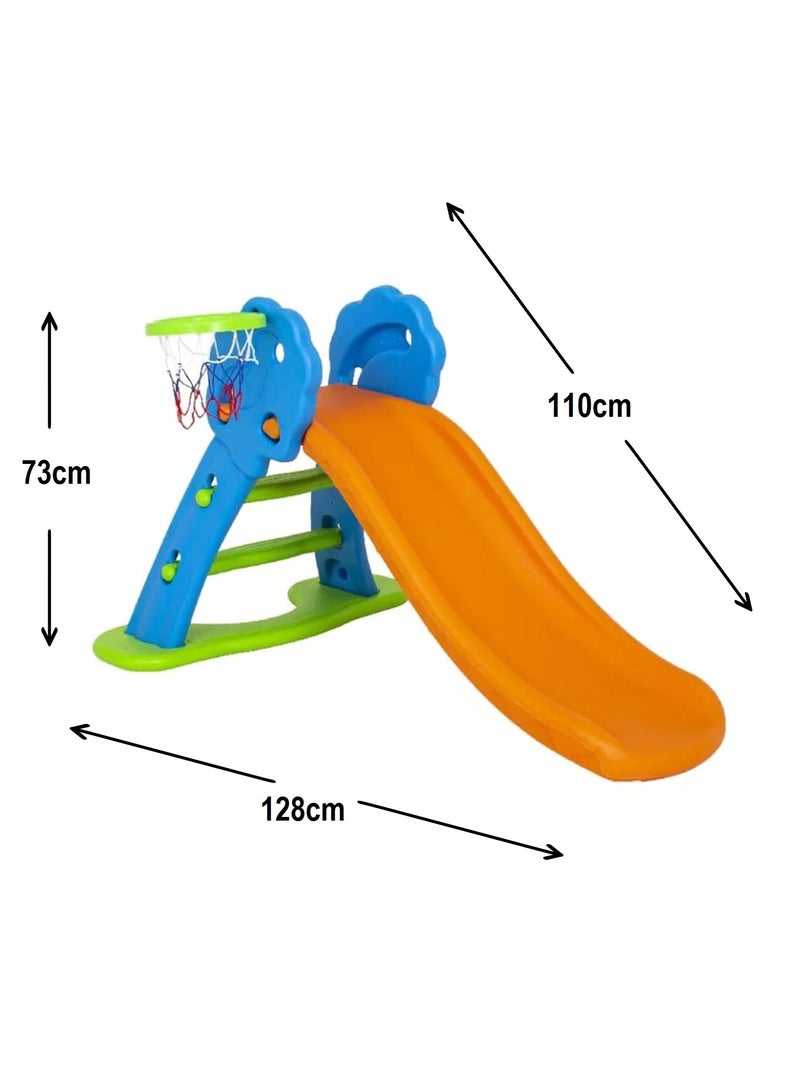 Funz Toddler Kids Slide with Basketball Indoor Outdoor Easy Assembly and Foldable Storage Inside Playset for Over 1 Year Old Boys Girls  - Image 3