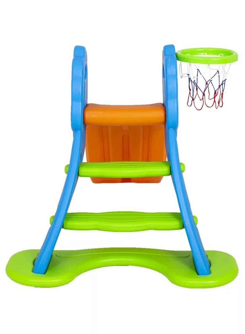 Funz Toddler Kids Slide with Basketball Indoor Outdoor Easy Assembly and Foldable Storage Inside Playset for Over 1 Year Old Boys Girls  - Image 4