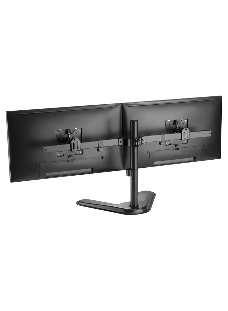 NEWSTAR Dual Monitor Stand for 17–32 Inch Screens | Universal Desktop Mount with Adjustable Twin Arms | Tilt, Swivel & 360° Rotation | VESA Compatible | Holds 2 Monitors up to 9kg Each - Image 2