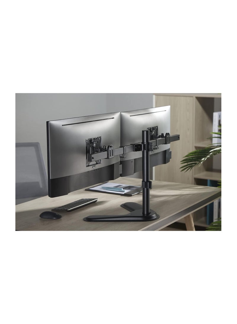 NEWSTAR Dual Monitor Stand for 17–32 Inch Screens | Universal Desktop Mount with Adjustable Twin Arms | Tilt, Swivel & 360° Rotation | VESA Compatible | Holds 2 Monitors up to 9kg Each - Image 5