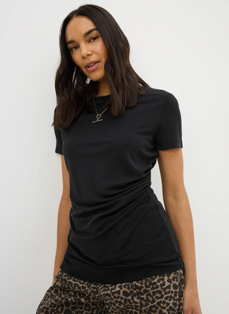 Matalan Black Short Sleeve Drape T-Shirt