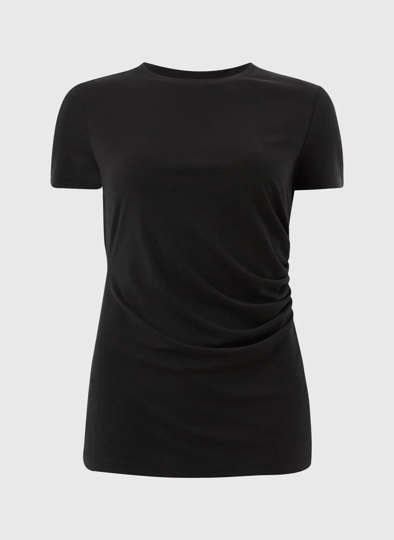 Matalan Black Black Short Sleeve Drape T-Shirt for Women | Best Price UAE