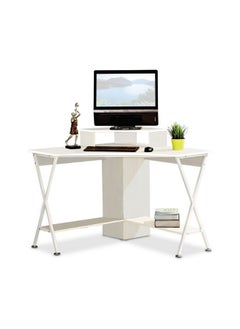 Compact Space-Saving L-Shaped Modern Corner Computer Desk White 100 X 100 X 88.5 Cm St-S1507.