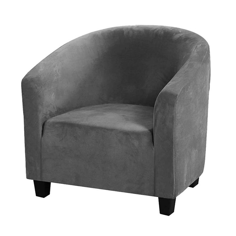 Velvet Tub Chair Covers for Armchairs Club Chair Slipcover Wing Back Covers High Stretch Sofa Covers Spandex Plush Seat Covers Furniture Protector Removable Washable for Living Room Dark Grey