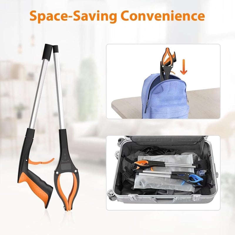 SYTONGTONG 32” Grabber Reacher Tool, Foldable Gripper and Reaching Tool with Rotating Jaw, Strong Magnet Grabber Reacher for Elderly, Lightweight Extra Long Handy for Trash, Use with Wheelchair (Orange) - Image 5