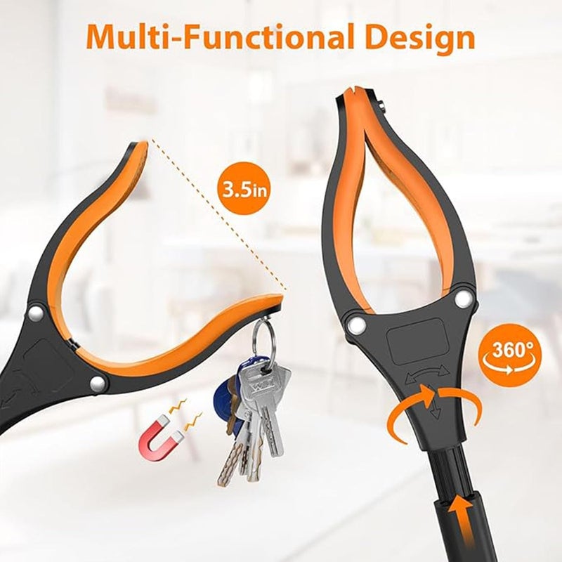 SYTONGTONG 32” Grabber Reacher Tool, Foldable Gripper and Reaching Tool with Rotating Jaw, Strong Magnet Grabber Reacher for Elderly, Lightweight Extra Long Handy for Trash, Use with Wheelchair (Orange) - Image 4