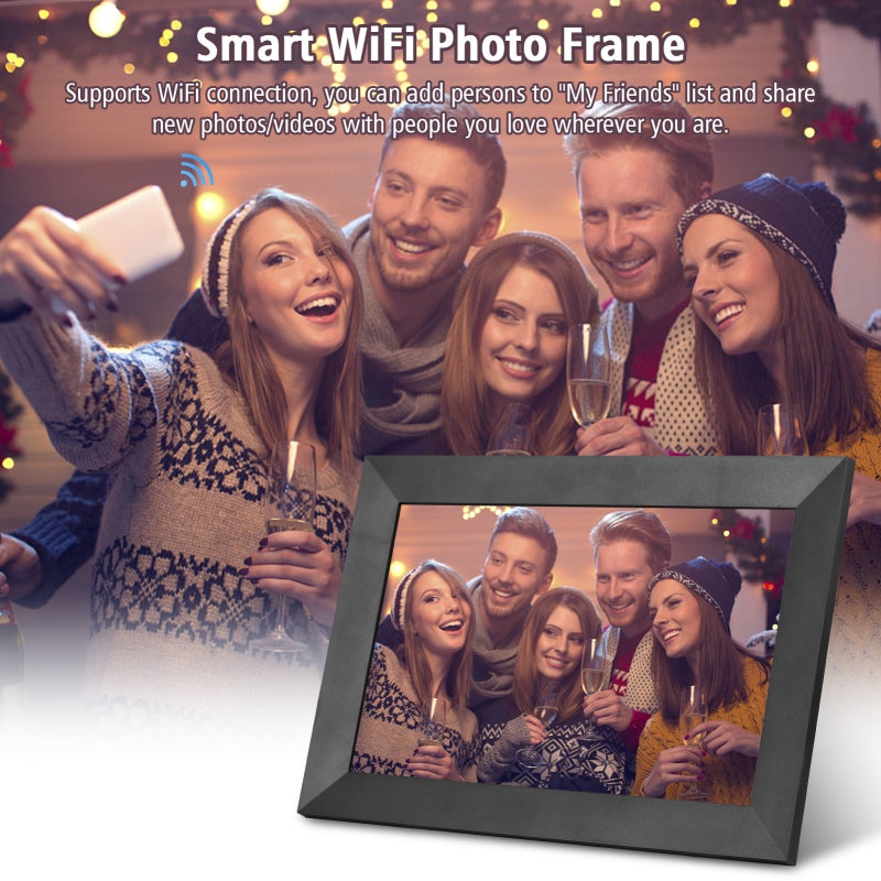 WiFi Smart Photo Frame 10.1 Inch IPS Touchscreen 16GB Memory - 1080P Video Playback MP3 Music Support HD Photo Display for Family Friends Gift - Image 4