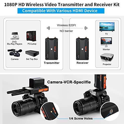 BOVBOX Pro Long Range Wireless HDMI Transmitter and Receiver,820ft (250m), 1 to 4 Receivers with 1080P@60Hz & Audio Input,0.06S Latency, for Outdoor Camera, Live Streaming & Church - Image 4