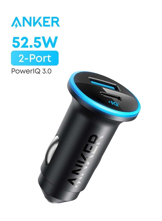 أنكر محول شاحن سيارة USB C، شاحن USB ولاعة سجائر 52.5 وات، شاحن سيارة 323 مع شحن سريع 30 وات PowerIQ 3.0 لهاتف iPhone 15/15 Plus/15 Pro/15 Pro Max، Galaxy S23/22، بكسل أسود - Image 1