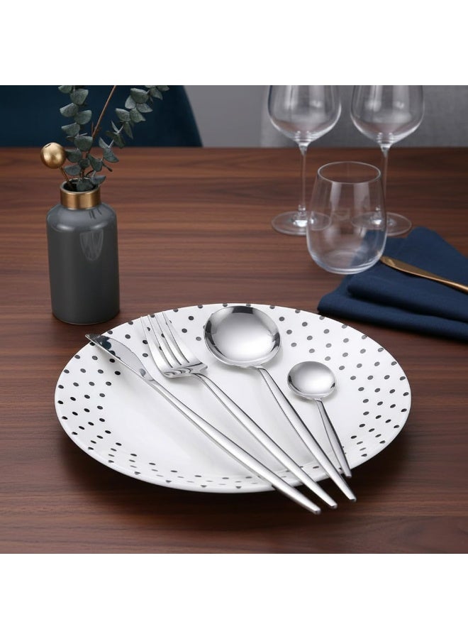 Dunekart 24-Piece Stainless Steel Cutlery Set with Stand | Elegant, Durable Flatware Includes Knives, Forks & Spoons | Dishwasher Safe & Easy to Clean | Silver - Image 2