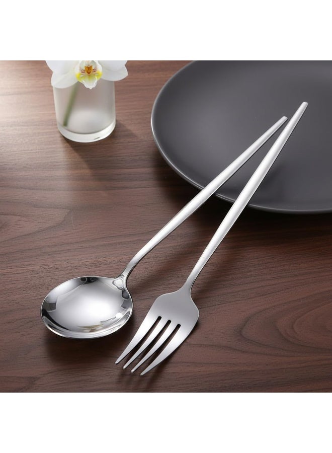 Dunekart 24-Piece Stainless Steel Cutlery Set with Stand | Elegant, Durable Flatware Includes Knives, Forks & Spoons | Dishwasher Safe & Easy to Clean | Silver - Image 4