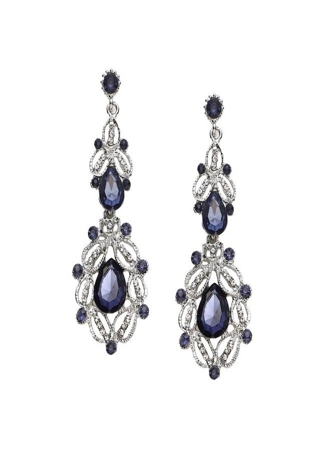 SOHI Women's Sapphire Blue Bean Drop EarringsFor Casual Wear | Push Back Closure | Alloy Material | Artificial Stone Drop Earrings | Earrings For Woman & Girls - Image 1