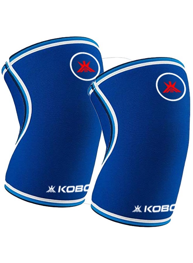 Kobo Neoprene Power Weight Lifting Knee Sleeves/Knee Wraps Bandages 7 mm Neoprene (Imported, Black, Red, Size : Large) - Image 1