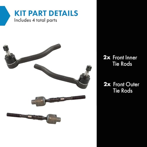 TRQ Front Inner and Outer Tie Rod Set Compatible with 2013 INFINITI JX35 2014-2019 QX60 2013-2020 Nissan Pathfinder - Image 2