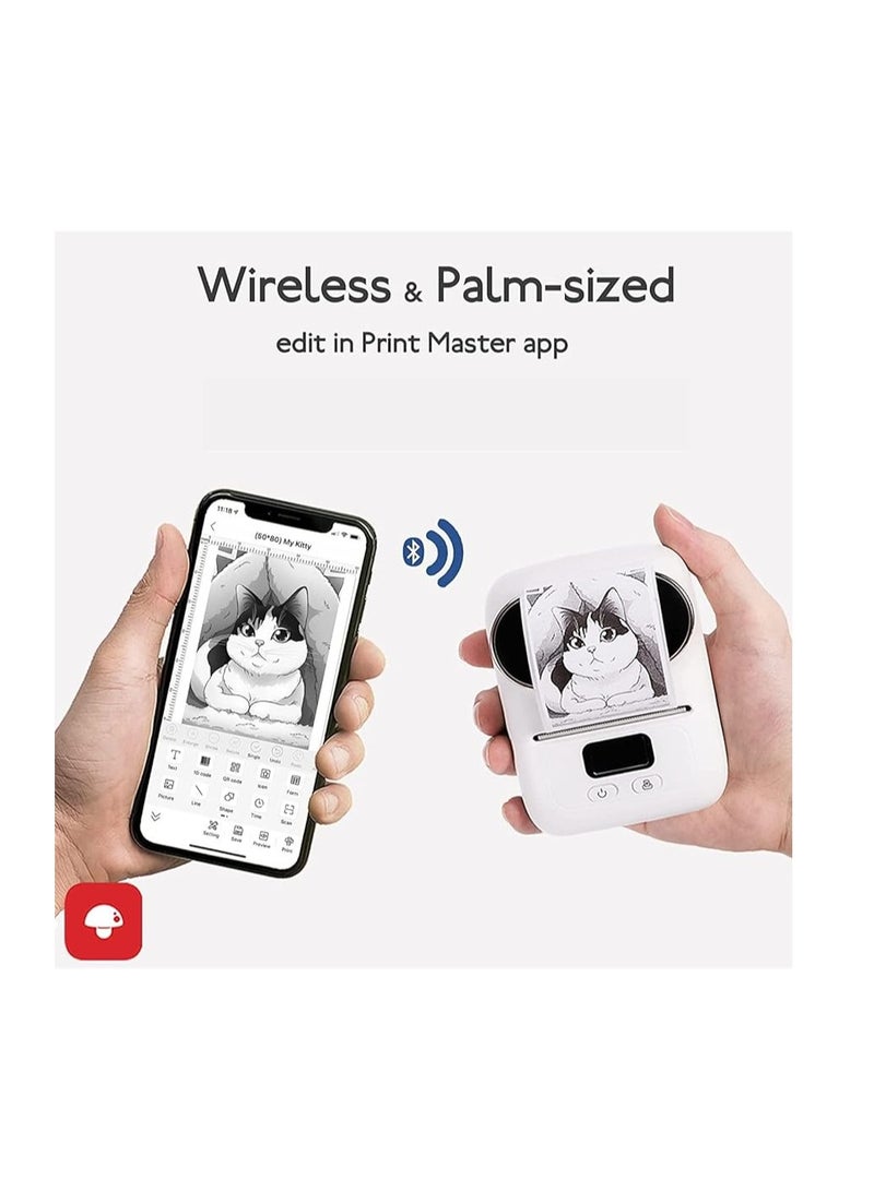 AIMO M110 Label Maker - Portable Blue-tooth Thermal Label Maker Printer for Barcode, Clothing, Jewelry, Retail, Mailing, Compatible with Android & iOS System, Support 20mm-50mm Width Sticker Paper printing - Image 2