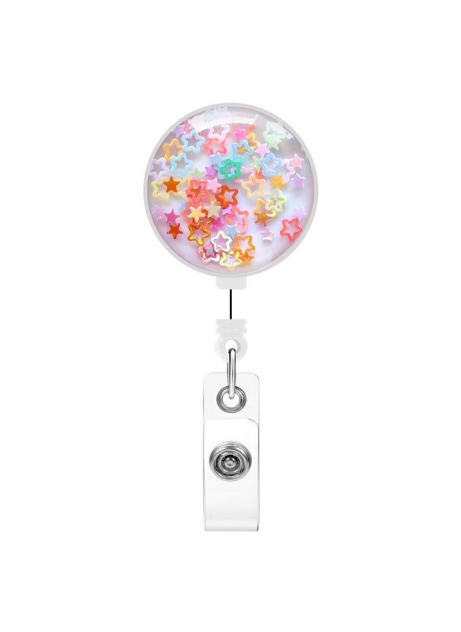 Soleebee - 24'' Retractable Badge Holder, Colorful Sequins Badge Reels With Belt Clip Id Name Badge Clip For Nurse Doctor Teacher Student (Star) - Image 1