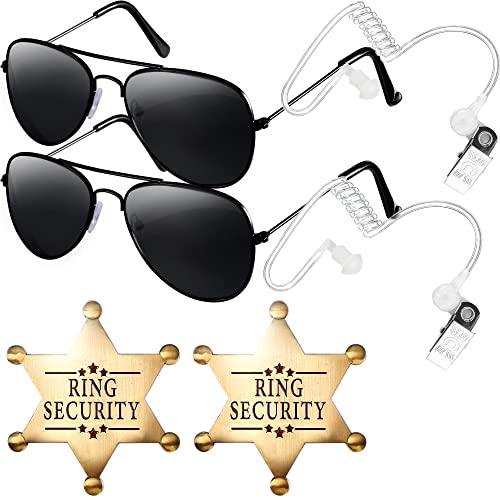 YOTNUS Ring Wedding Bearer Gifts Ring Wedding Security Sun Glasses, Security Badge and EarPiece Cosplay - Image 1