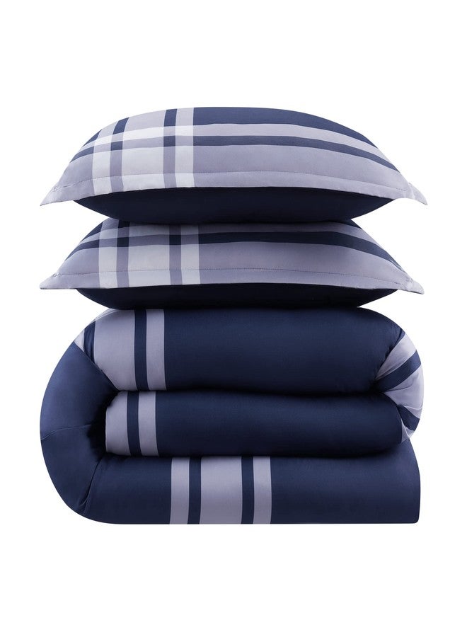 Serta Simply Clean Scott Soft 7 Piece Plaid Bed in A Bag Complete Bedding Comforter Set with Sheets and Pillow Case for All Season, Full, Blue - Image 3