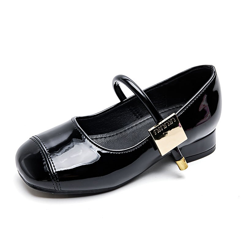 Su Mi Tu Girls' High-Heel Princess Leather Shoes, 2025 Mary Jane Style with Patent Leather and Soft  Sole - Image 5