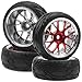 Share Goo ShareGoo Plastics Wheel Rims wRubber Tire RC 12mm Hex Hub Compatible with HSP Tamiya XV01 TT01 Kyosho Traxxas Sakura WLtoys HSP 3Racing 110 RC OnRoad Racing Touring Car Red - Image 2