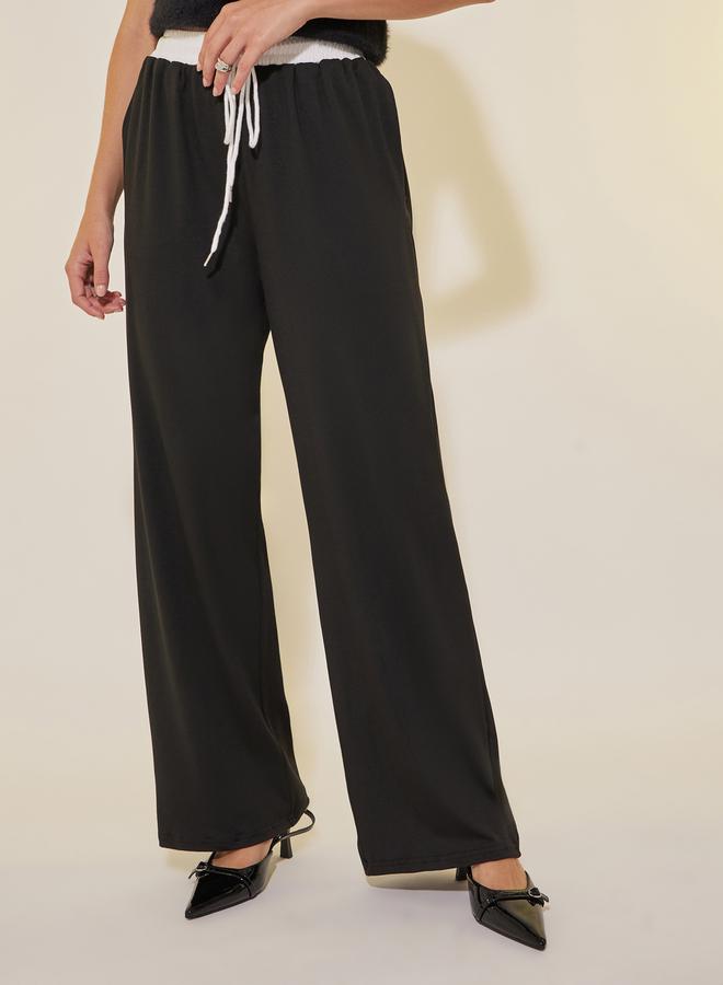 Take Two Solid Loose Fit Lace Detail Pants with Drawstring - Image 2