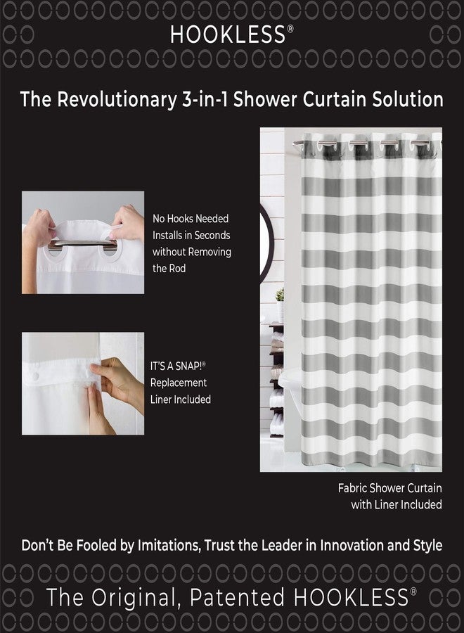 Hookless Cabana Stripe Shower Curtain with Peva Liner - Image 4