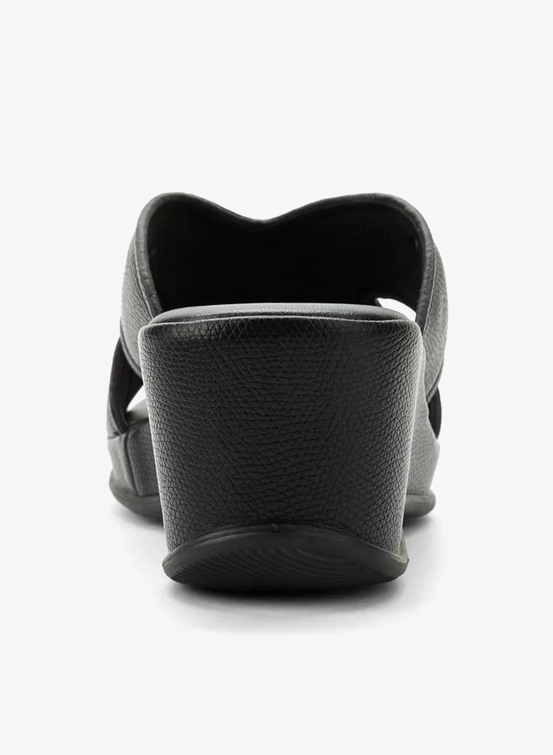 Le Confort BLACK Slip On Sandal With Wedge Heel for Women | Best Price UAE