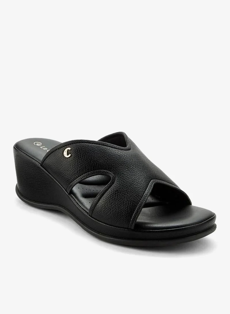 Le Confort BLACK Slip On Sandal With Wedge Heel for Women | Best Price UAE
