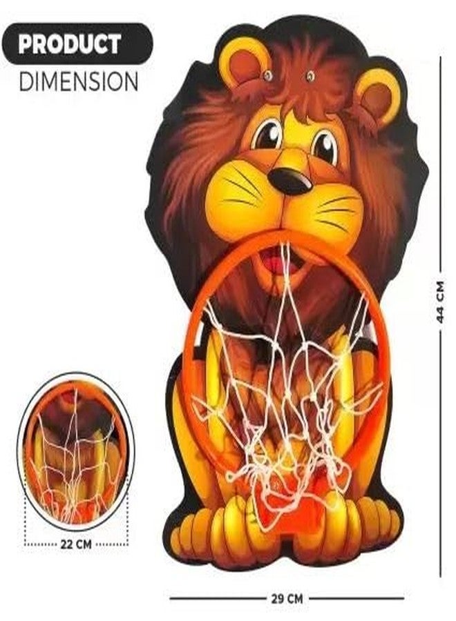 GENZ Lion Theme Basketball for Kids Game Play Set with Adjustable Wall Mounted Hanging Board & Hoop, Intellectual Games for Kids, Basketball Net for Home, Indoor & Outdoor, Multicolor - Image 3