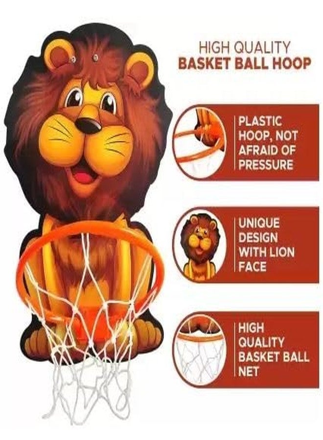 GENZ Lion Theme Basketball for Kids Game Play Set with Adjustable Wall Mounted Hanging Board & Hoop, Intellectual Games for Kids, Basketball Net for Home, Indoor & Outdoor, Multicolor - Image 4