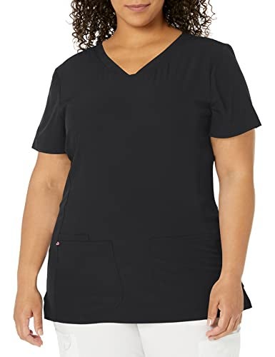 HeartSoul Women's Pitter-Pat V-Neck Scrubs Shirt, Black, Large - Image 1